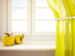 apples on windowsill