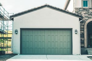 green garage door